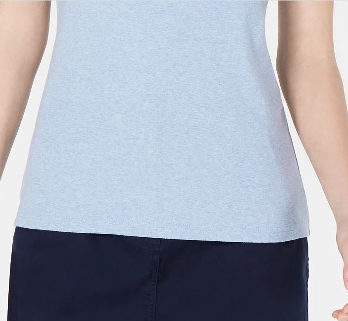 Karen Scott Women's Square Neck Cotton Tank Top Blue Size Small