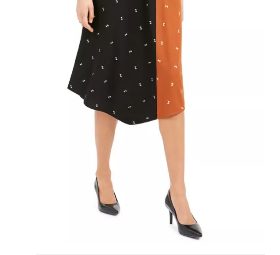 Alfani Women's Asymmetrical Twin Print Skirt Brown Size 10