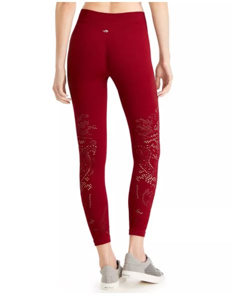 Ideology Women's Seamless Perforated High Rise Leggings Red Size Large