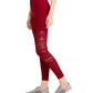 Ideology Women's Seamless Perforated High Rise Leggings Red Size Large