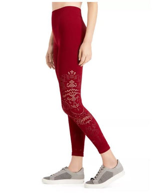 Ideology Women's Seamless Perforated High Rise Leggings Red Size Large