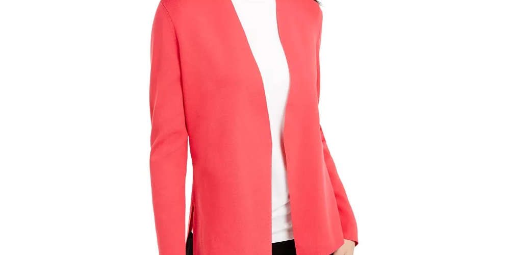 Alfani Women's Full Needle Sweater Coat Sweater Red Size Petite Small