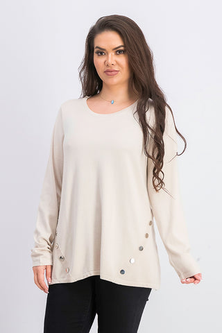 Alfani Women's Hardware Seamed Sweater Beige Size Medium