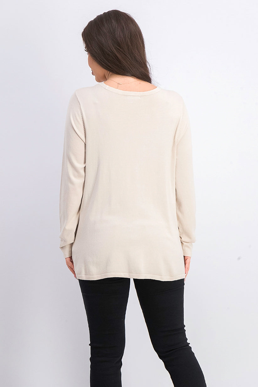 Alfani Women's Hardware Seamed Sweater Beige Size XX Large