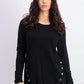 Alfani Women's Petite Hardware Seamed Pullover Sweater Black Size Medium