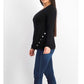Alfani Women's Hardware Seamed Pullover Sweater Black Size Petite Small