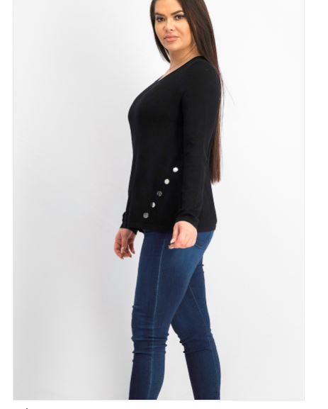 Alfani Women's Hardware Seamed Pullover Sweater Black Size Petite Small