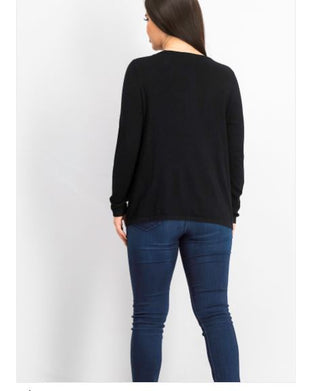 Alfani Women's Hardware Seamed Pullover Sweater Black Size Petite Small