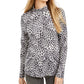 Charter Club Women's Printed Cotton Turtleneck Top White Size Large