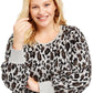 Alfani Women's Metallic Animal Print Sweater Grey Size 1X