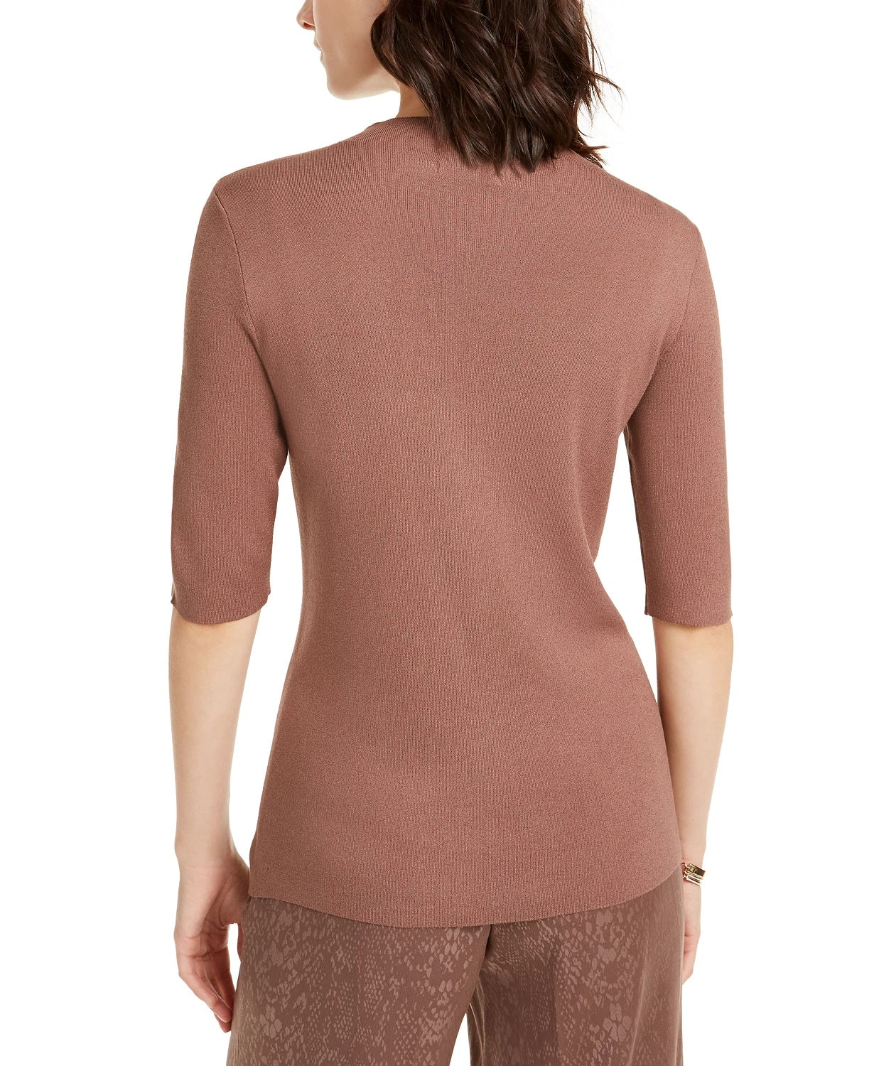 Alfani Women's Lace Sequin-Trim Sweater Brown Size Large