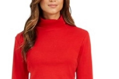 Charter Club Women's Pima Turtleneck Top Medium Red Size X-Large