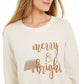 Style & Co Women's Metallic Graphic Sweatshirt Beige Size X-Large