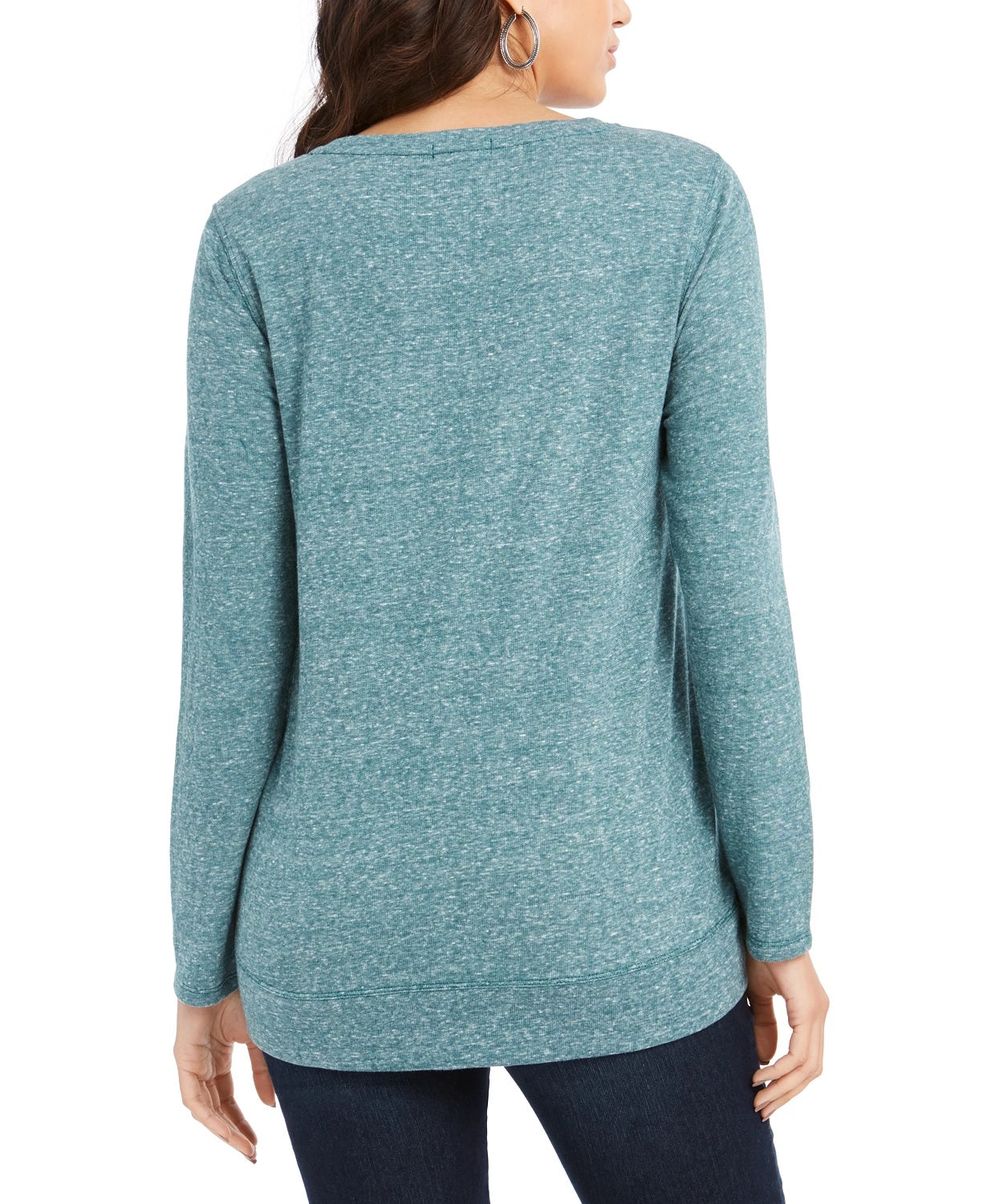 Style & Co Women's Snowflake Graphic Sweatshirt Green Size Large