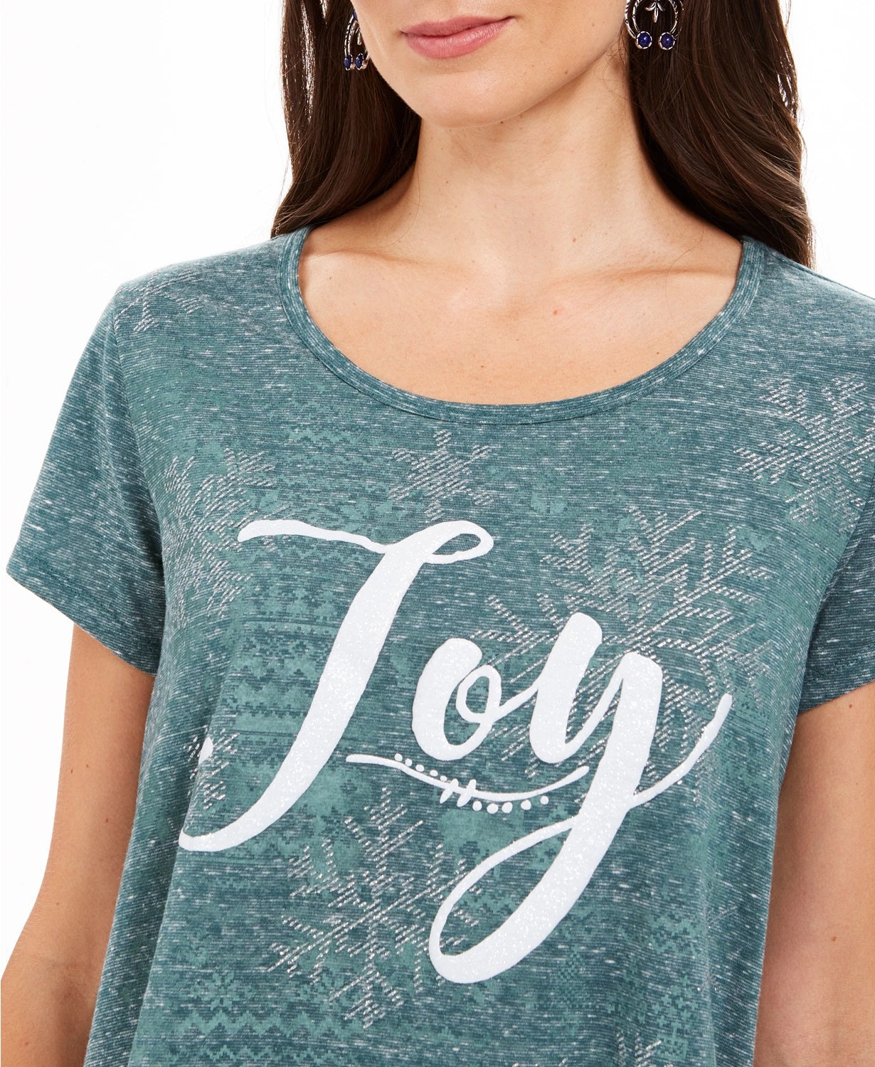 Style & Co Women's Joy Graphic T-Shirt Green Size XX Large