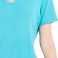 Karen Scott Women's Studded Keyhole Top Blue Size Small
