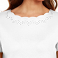 Karen Scott Women's Cotton Scalloped-Neck T-Shirt White Size Large