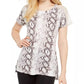 Ideology Women's Snake-Print Mesh-Trimmed T-Shirt White Size Small