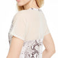 Ideology Women's Snake-Print Mesh-Trimmed T-Shirt White Size Small
