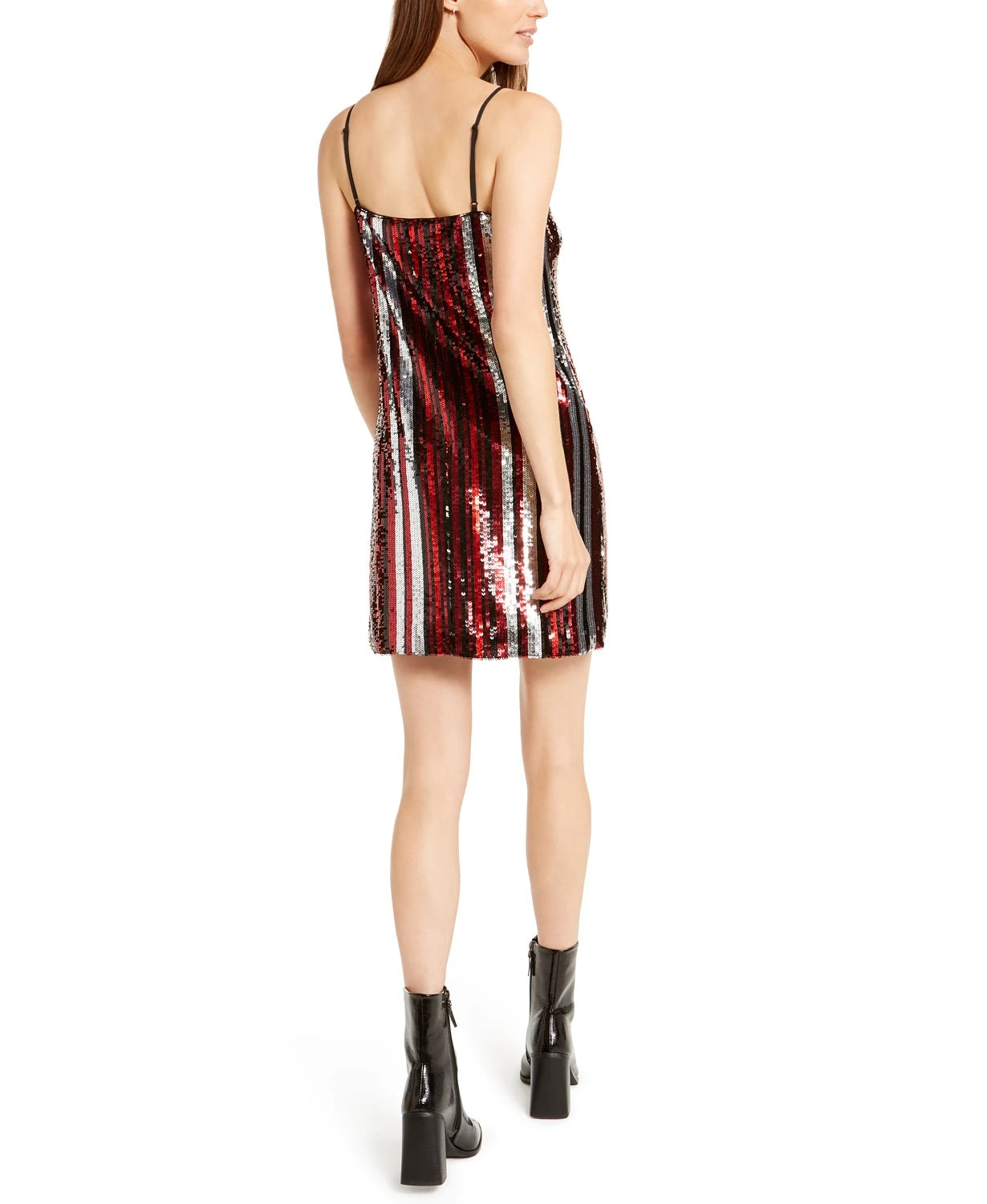 Bar III Women's Sequin Striped Dress Black Size X-Small