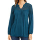 Style & Co Women's Crochet-Yoke Top Green Size Extra Small