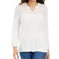 Style & Co Women's Crochet-Yoke Top White Size Small