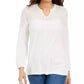 Style & Co Women's Crochet Yoke Top White Size X-Large