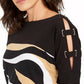 JM Women's Collection Printed Strappy-Sleeve Tunic Black Size Large