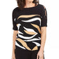 JM Women's Collection Printed Strappy-Sleeve Tunic Black Size Large