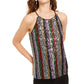 INC International Concepts Women's Sequinned Striped Top Black Size Small