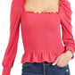 Bar III Women's Smocked Square Neck Top Red Size XX-Large