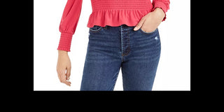 Bar III Women's Smocked Square Neck Top Red Size XX-Large