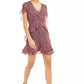 Bar III Women's Printed Ruffled Mini Dress Red Size 14