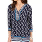 JM Collection Women's Printed Tunic Navy Size X-Small