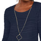 JM Collection Women's Wavy Textured Knit Top Blue Size X-Small