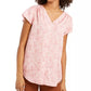 Style & Co Women's Floral Print Button Down Top Pink Size X-Large