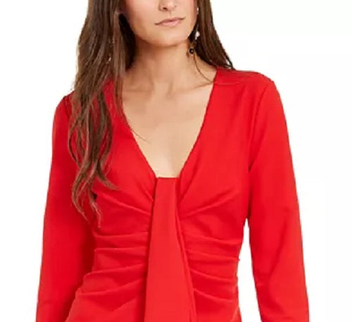 INC International Concepts Women's Drape-Front Sheath Dress  Red Size Extra Large