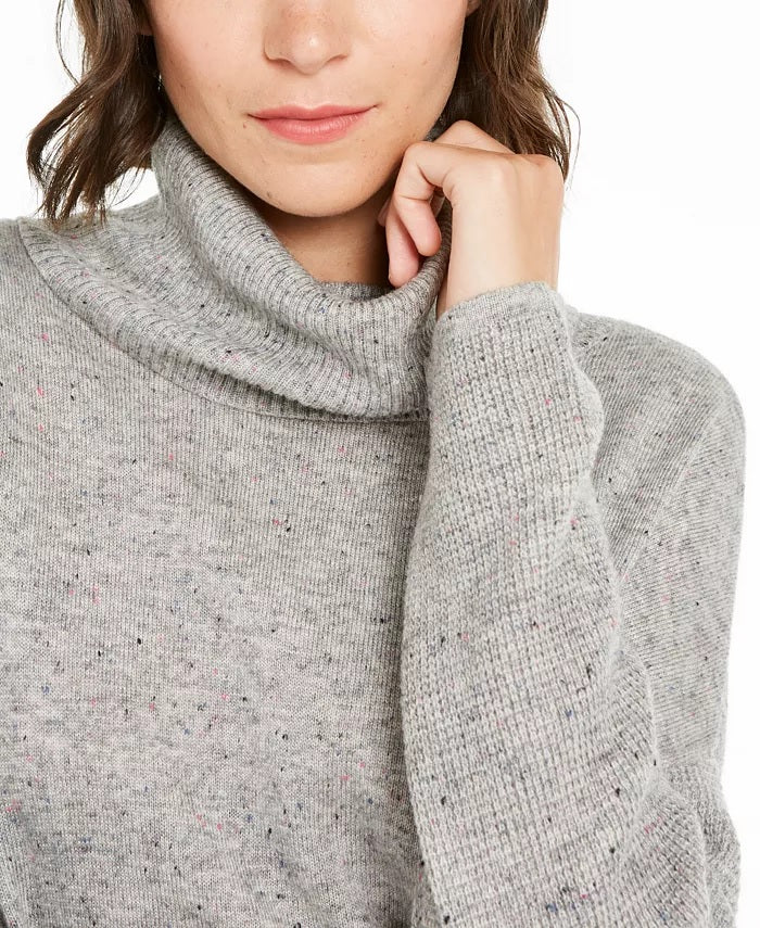 INC International Concepts Women's Melange Cowlneck Sweater Gray Size Small