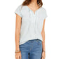 Style & Co Women's Striped Tie Neck Top Blue Size Small