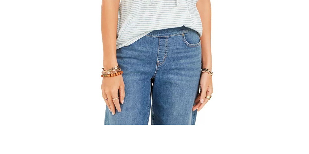 Style & Co Women's Striped Tie Neck Top Blue Size Small