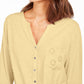 Style & Co Women's Eyelet-Pocket Tie-Front Top Yellow Size Medium