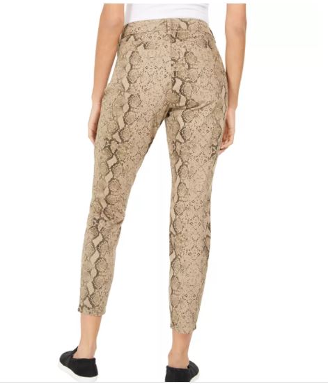 Style & Co Women's Curvy Tummy Control Printed Skinny Jeans Brown Size 2