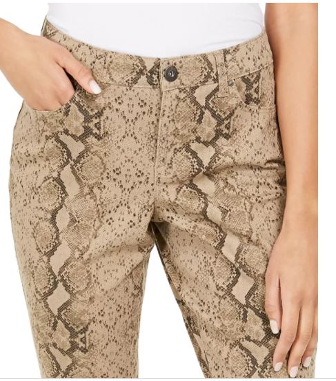 Style & Co Women's Curvy Tummy Control Printed Skinny Jeans Brown Size 2