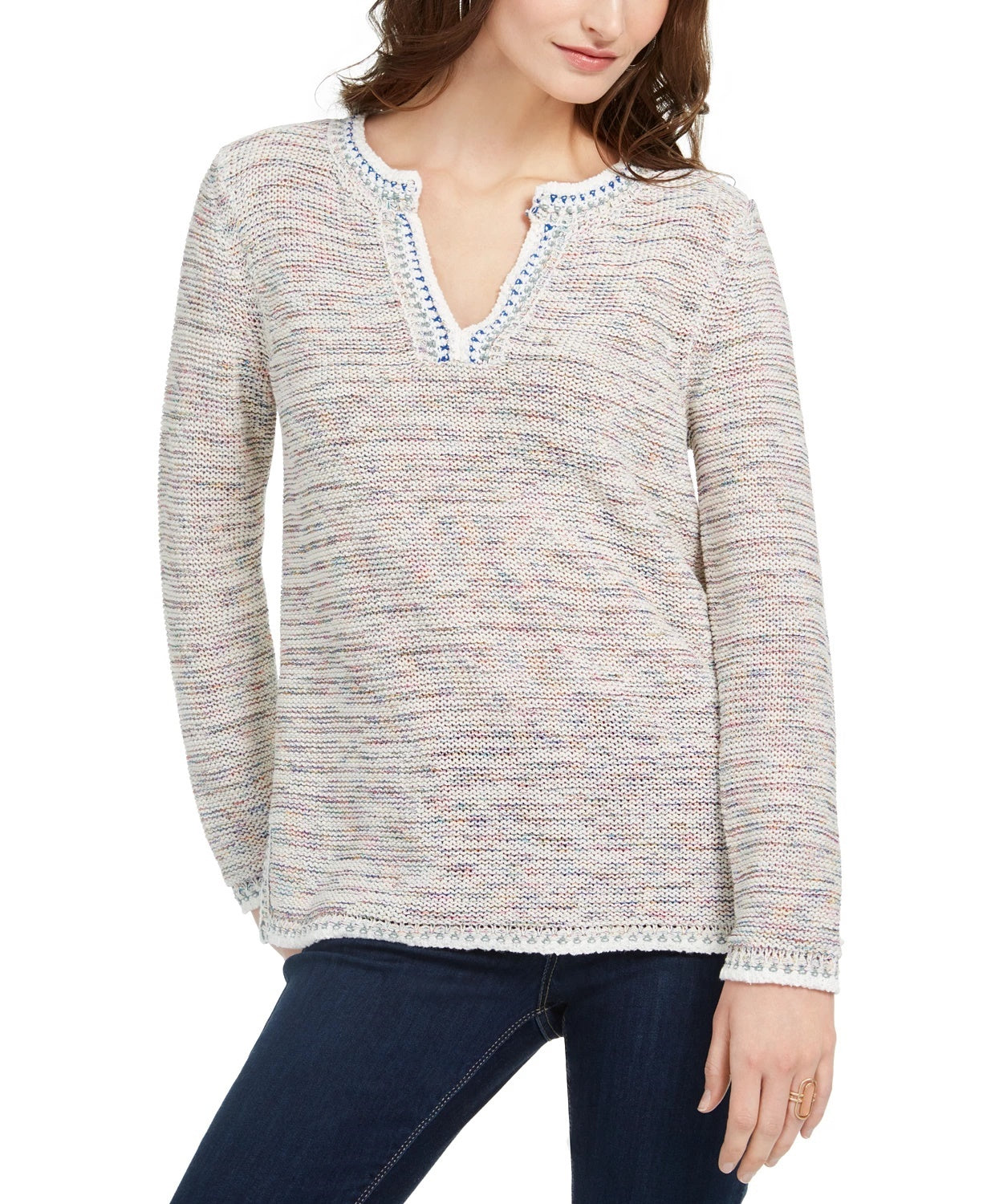 Style & Co Women's Crochet-Trim Tunic Pink Size X-Large