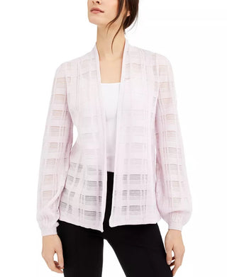 Alfani Women's Illusion Plaid Cardigan White Size Petite Medium