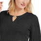 JM Collection Women's Embellished Flared Sleeve Top Black Size Large