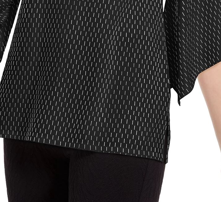 JM Collection Women's Embellished Flared Sleeve Top Black Size Large