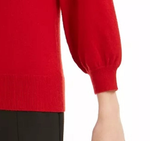 Maison Jules Women's Puff-Sleeve Sweater Bright Red Size X-Small