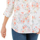 Charter Club Women's Cotton Floral Print Shirt White Size Small