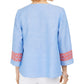 Charter Club Women's Embroidered Tasseled Blouse Blue Size Small